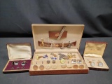 Vintage Tie Tacs Cufflinks various metals and Stones