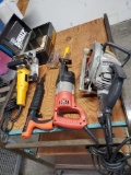 Dewalt electric plate joiner. Skilsaw model 77. Milwaukee sawzall. Ramset master shot fastening gun.