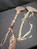 Indian Handmade Tomahawks Beads and feathers