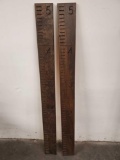 Two 5ft.wood measuring boards