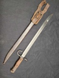 Japanese WW1 Bayonet w/ Metal Sheath + Leather Belt Loop 22in