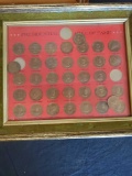 Framed wine lable, Presidential hall of fame framed coins.