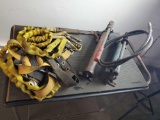 Saftey harness. Nail puller. Two hydraulic pumps.