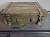 World war 1 handmade wooden box with hand forged metal hinges.