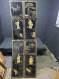 Japanese wooden wall art. Four units.