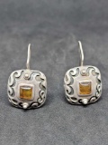 Antique Native sterling silver Earrings vary old 1920s to 40s with orange stones