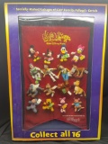 Kelloggs Walt Disney World Set Of 16 Mini Bean Plush Wall Banner With Display