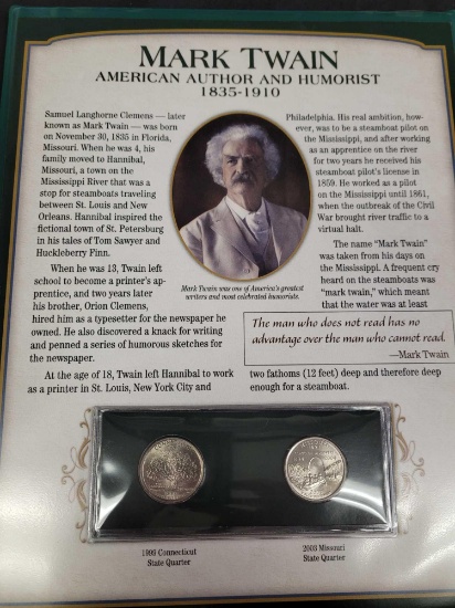 Mark Twain Memorial Commemorative Coin Album With Commemorative Dollar