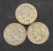Lot of 3 Silver Peace Dollars 1923, 1925, 1927, 3 coins