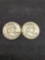 2 1960 Benjamin Franklin Silver half Dollars