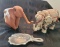 Very Unique Elephant collection Leather Elephant Puppet from Thailand and Pewtet dish