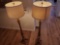 Lot of two matching wooden lamps.