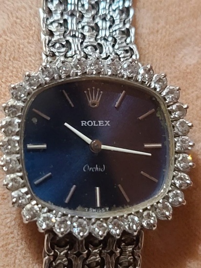 Certified Ladies Orchid Diamond White Gold 18kt Rolex Stunning Watch Serial 267313103