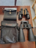 Skymaster Celestron 15 x 70 and kassel Septonar 7 x 50 binoculars with cases and accessories.