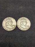 2 1960 Benjamin Franklin Silver half Dollars