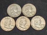 1963 Benjamin Franklin half's 5 coins