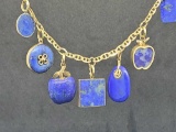 14kt gold necklace with Lapis lazuli Gem stones