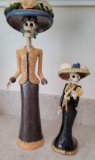 Very Unique Day of the Dead Clay Ladie Large one missing a hand and arm was repaired