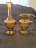 Amber Pitcher and Decanter
