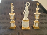 Beautiful Gold and White porcelain statuary