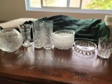 Waterford round vase 1 soda fountain cup 6 Crystal lunch plates and glasses