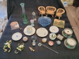 Limoges Saucers and chicken box Ritz hotel Madrid coasters Blue stemwd plate attwork and more