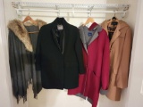 Beautiful Women's Designer Coats J Crew Faconnable Kenneth Cole and a Shawl w fur collar