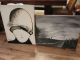 2 Black and White Artworks 30 x 24 in
