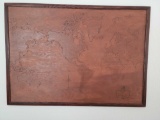 Handcrafted Map of th World Etched in Wood