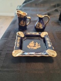 Limoges Castel France says 22k Gold France Ashtray and small pitchers