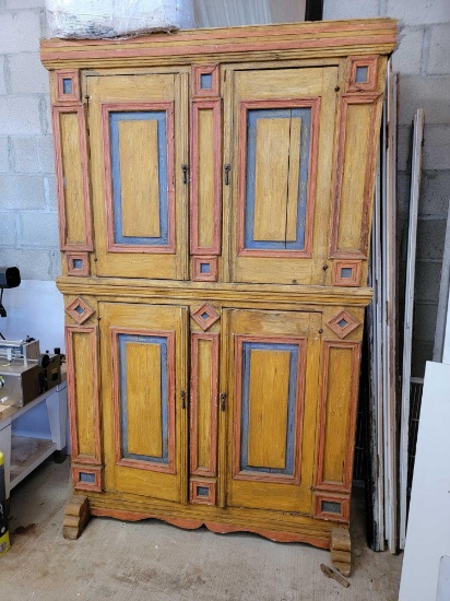 Antique Heavy Wooden Cabinet 6ft 7in Tall