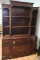 Vintage Dark Wood Hutch 5 drawers 2 small doors