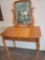 Vintage Vanity wood table w Beveled Mirror and Drawer