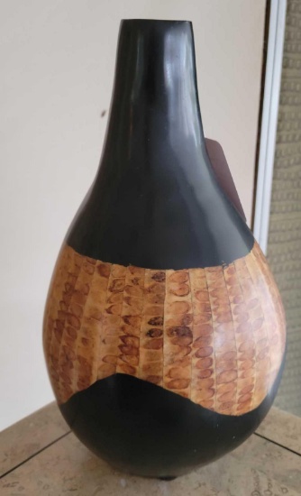 Unique Black and Animal print design vase 15in tall