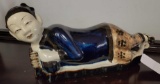 Antique Porcelain Asian woman on chaise 15in long