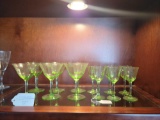 Vintage Green Depression Wine glasses 12 units