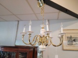 Porcelain and Brass Chandelier