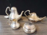 Silver plated Teapot set w sugar and cream