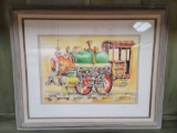 Framed Artwork Watercolor of Train by M. Underwood