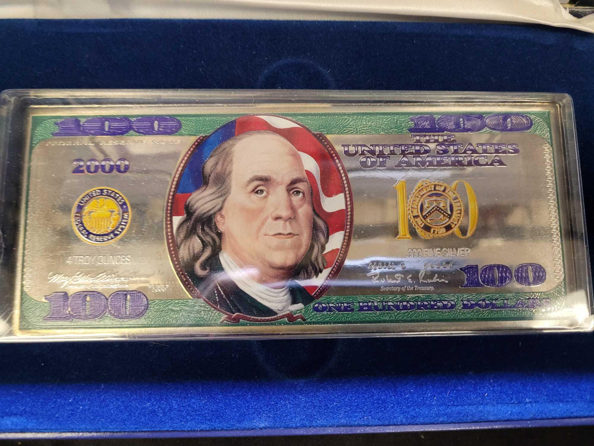 4 Troy Oz .999 Fine Silver Rare Colorized $100 | Proxibid