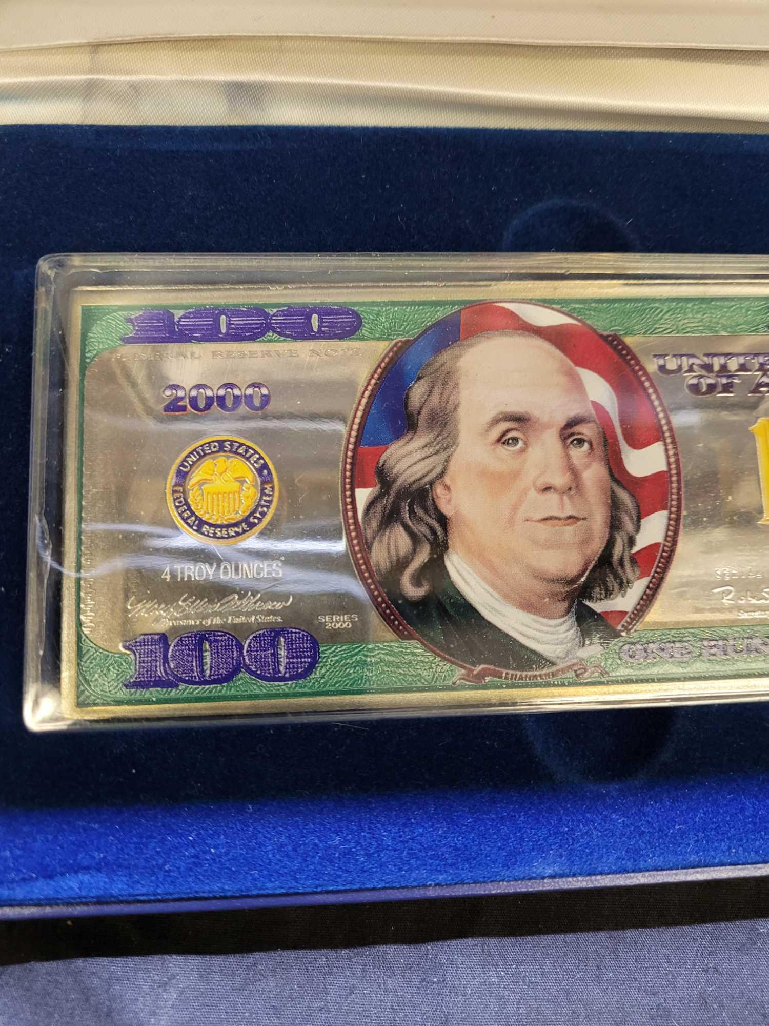 4 Troy Oz .999 Fine Silver Rare Colorized $100 | Proxibid