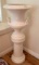 White Ceramic Urn Planter w stand