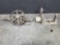 Steampunk antique platform lifter. Power drive for rock tumbler.
