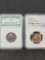Pair of 1960s Slabbed Washington Quarters