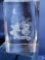 Disney Mickey Minnie Etched Crystal Paperweight
