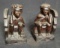 2 hand carved wooden bookends
