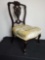 Small unique vintage wooden chair with upholstery seat