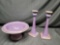 Lavendar Milkglass Cosole Table set 3pc