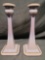 Pair Victorian Lavender milkglass candleabras gold etched design