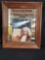 Framed mirror with memorabilia of Hailley's Comet picture